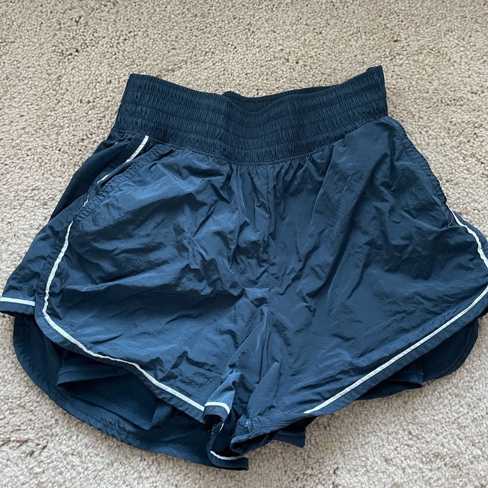 YBP Lined Nylon Navy Blue Athletic Shorts